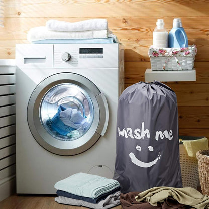 NICOGENA Wash Me Laundry Bag - 2 Packs, 28x40 inches, Heavy Duty Hamper Liner for College Students, Sky Blue & Gray
