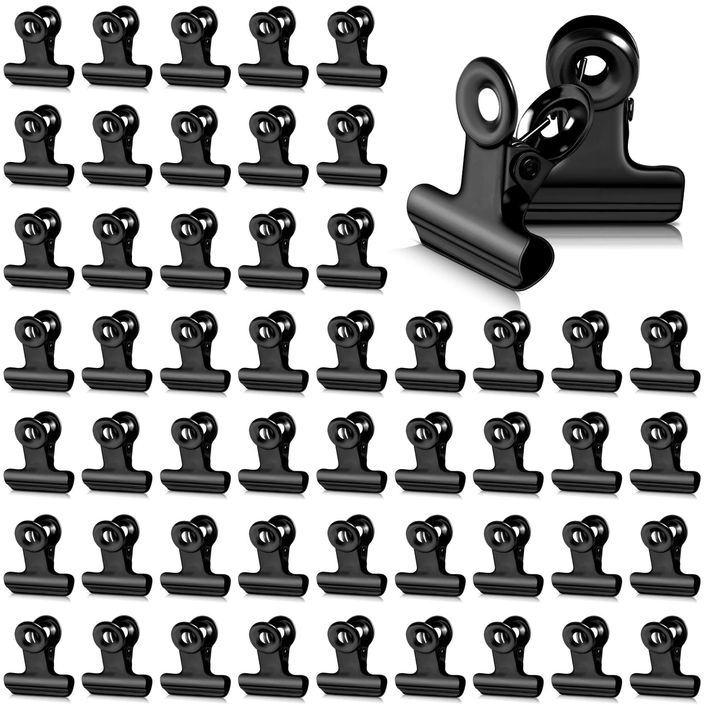 Kisston 200 Pcs Metal Clips Hinge Clips 0.87 Inch Small Bull Binder for Office, Paper, Photos, Picture, Maps, Poster, Drawings, Art Work, Papers, Clipboard, Price Tag (Black)