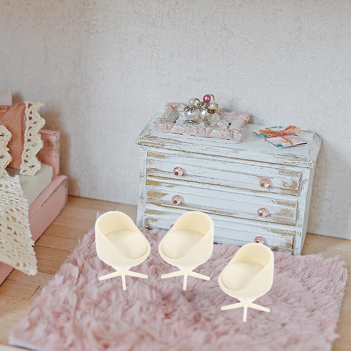 TOYANDONA 4pcs Dollhouse Armchair - 1/25 Scale Miniature Chairs Dollhouse Rotatable Chairs Miniature Armchair for Doll House Furniture Accessories Decors