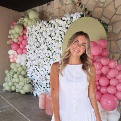 COCO FLOWERWALL Artificial Flower Wall Panels, 3D Silk Rose White Floral Backdrop for Wedding, Baby Show, Party and Home Decor, Quick Assembly/Storage, Both Eco ＆ Pet Friendly, 4ft*8ft