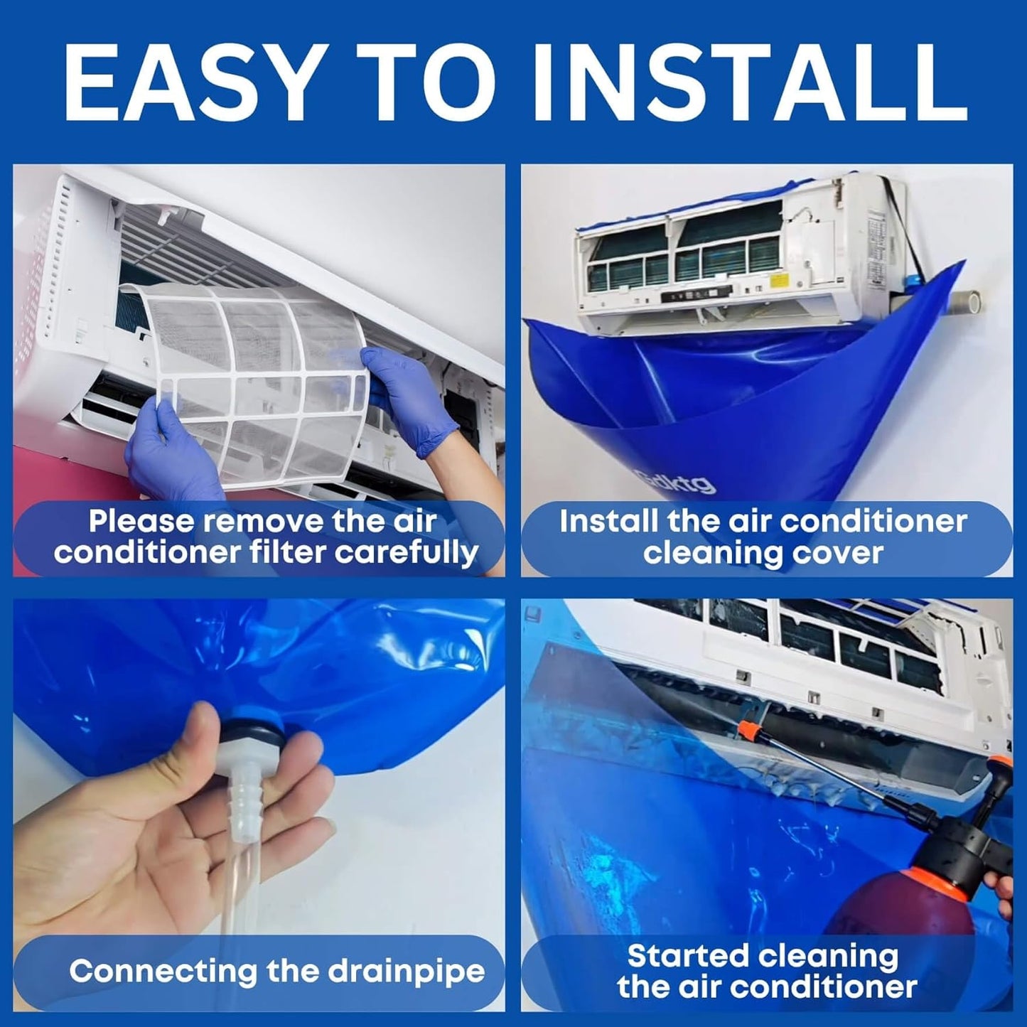 18pcs 2L Oiktylr Mini Split Cleaning Kit Bag, Waterproof AC Cleaning Cover with Storage Bag, PVC Air Conditioner