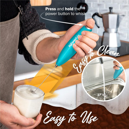 PowerLix Handheld Milk Frother, Battery Operated Electric Whisk Beater for Coffee, Latte, Cappuccino, Includes
