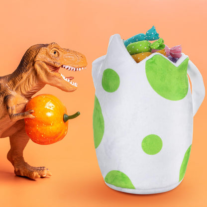 Dansydaisy Dinosaur Egg Trick or Treat Bag Halloween Costume Accessories Cute Standard Hatched Dinosaur Bucket with Handle Portable Reusable Bags for Halloween Gifts Party Favors