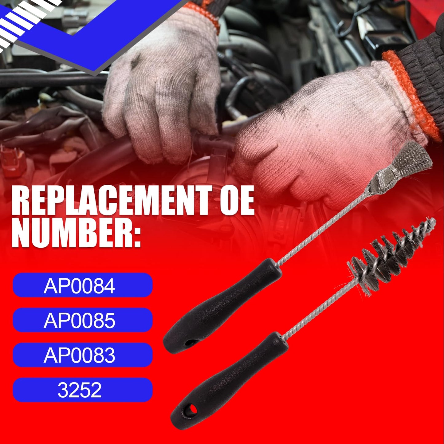 SMMS 2PCS Injector Sleeve Cup Bore Seat Cleaning Brush Kit for Ford Powerstroke 7.3L 6.0L 6.4L 6.7L 1994-2018, Caterpillar(CAT) 3126 C7 C9 Navistar, Replaces OE AP0084 AP0085 3252