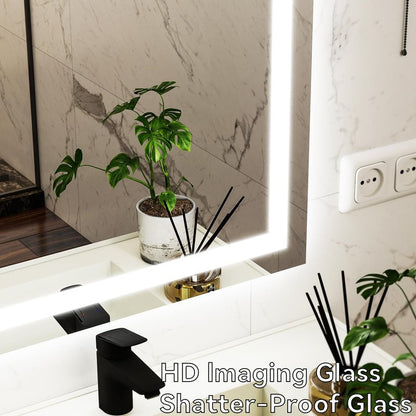 VooBang LED Bathroom Mirror 26 x 38 inches - 3 Adjustable Lighting Modes Lighted Smart Bathroom Vanity Mirror, Anti-Fog, Memory Function, Tempered Glass, Wall Mounted Horizontally Vertically