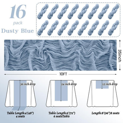 2Pack Dusty Blue Table Runner 10FT Dusty Blue Cheesecloth Table Runner 35x120Inch Long Boho Table Runners Rustic Gauze Table Runners for Party Wedding Bridal Shower Baby Shower Decorations