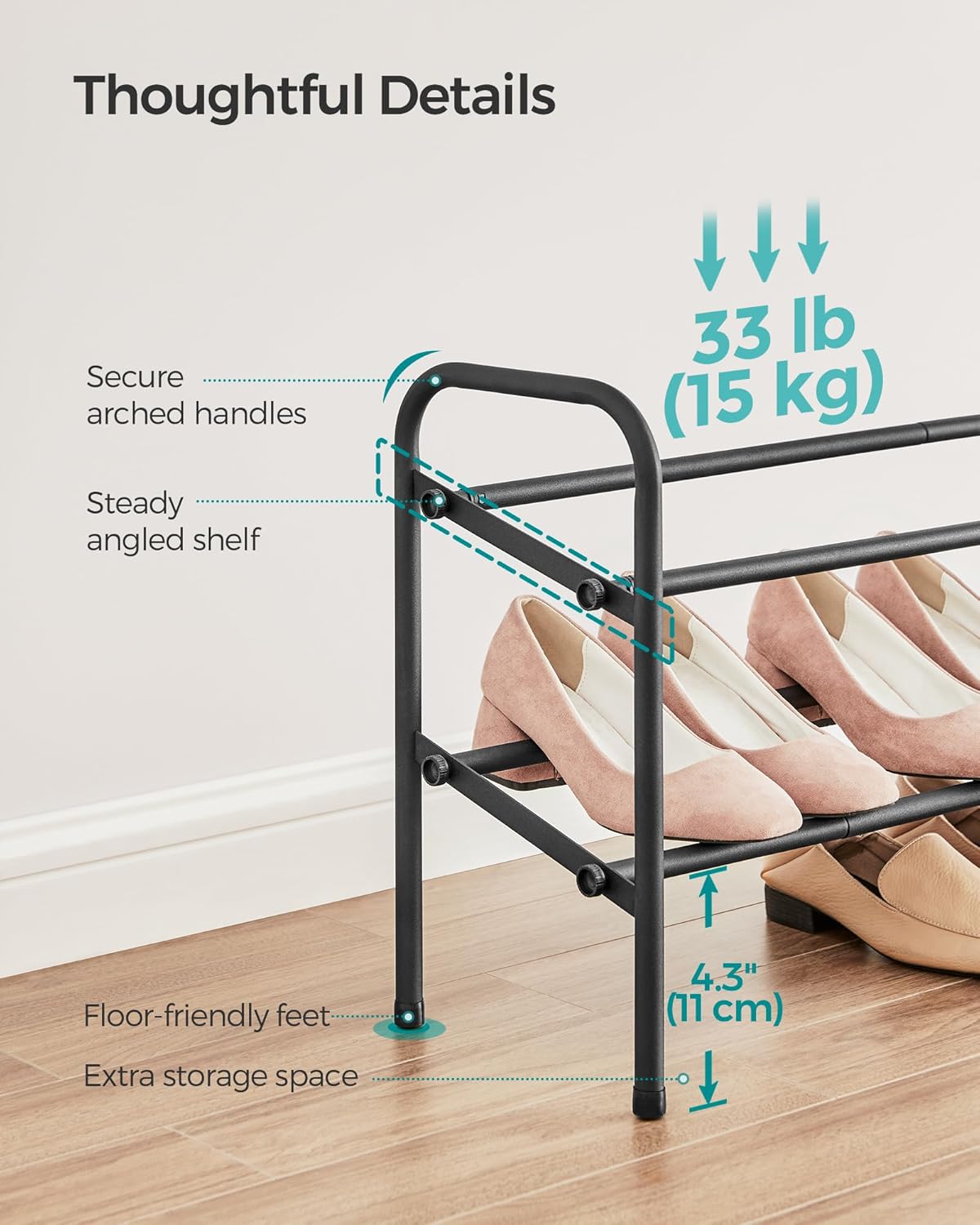 2 15 Closet, SONGMICS Expandable Shoe Rack, Tier Shoe Rack Shelf, Adjustable Shoe Organizer Storage for Pairs of Shoes