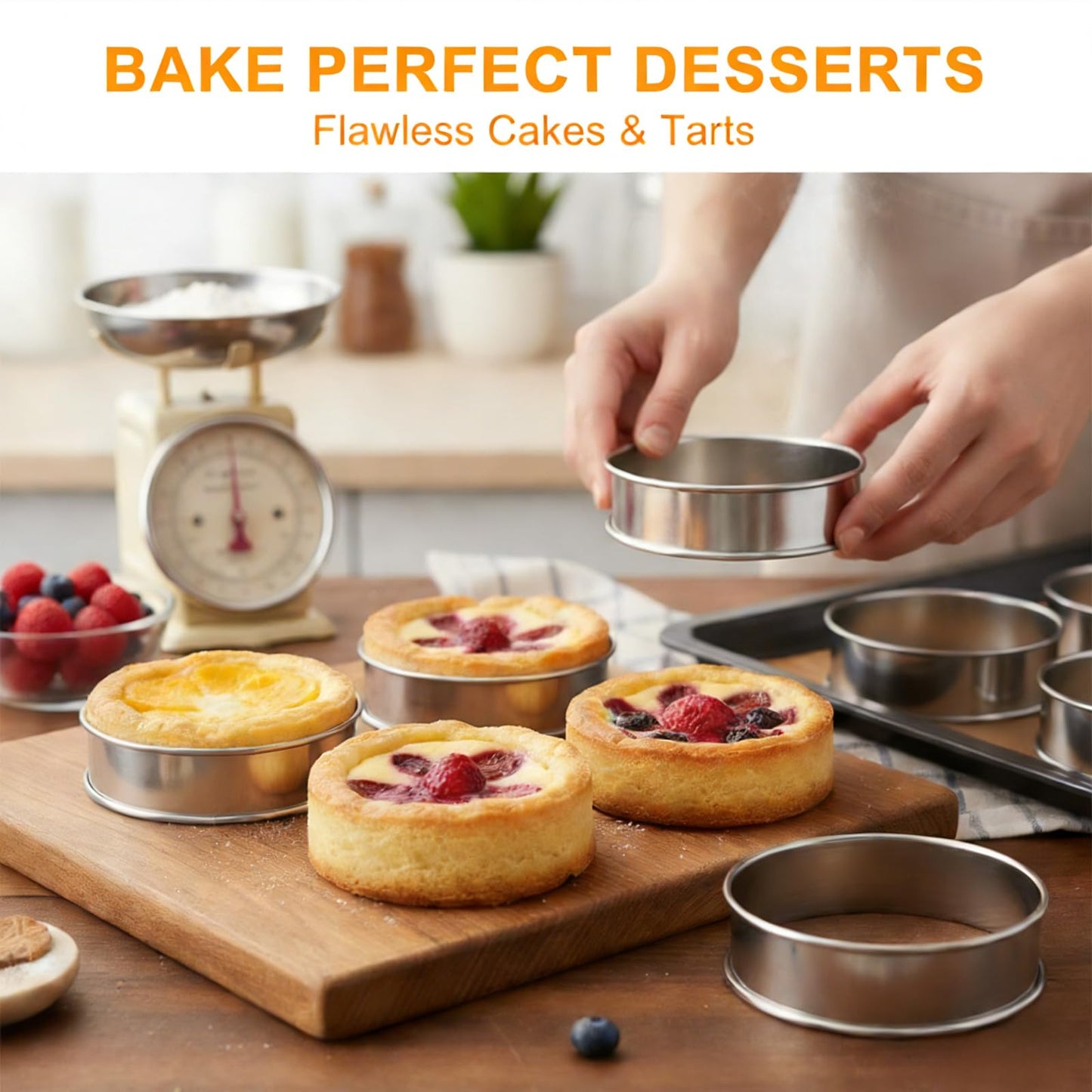 20 PCS English Muffin Rings - 4 Inch and 3.35 Inch Set Stainless Steel Crumpet Rings, Nonstick Muffin Pastry Cake Cookie Ring, Double Rolled Metal Round Tart Ring Egg Molds for Home Baking Cooking
