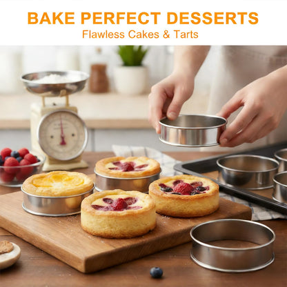 20 PCS English Muffin Rings - 4 Inch and 3.35 Inch Set Stainless Steel Crumpet Rings, Nonstick Muffin Pastry Cake Cookie Ring, Double Rolled Metal Round Tart Ring Egg Molds for Home Baking Cooking