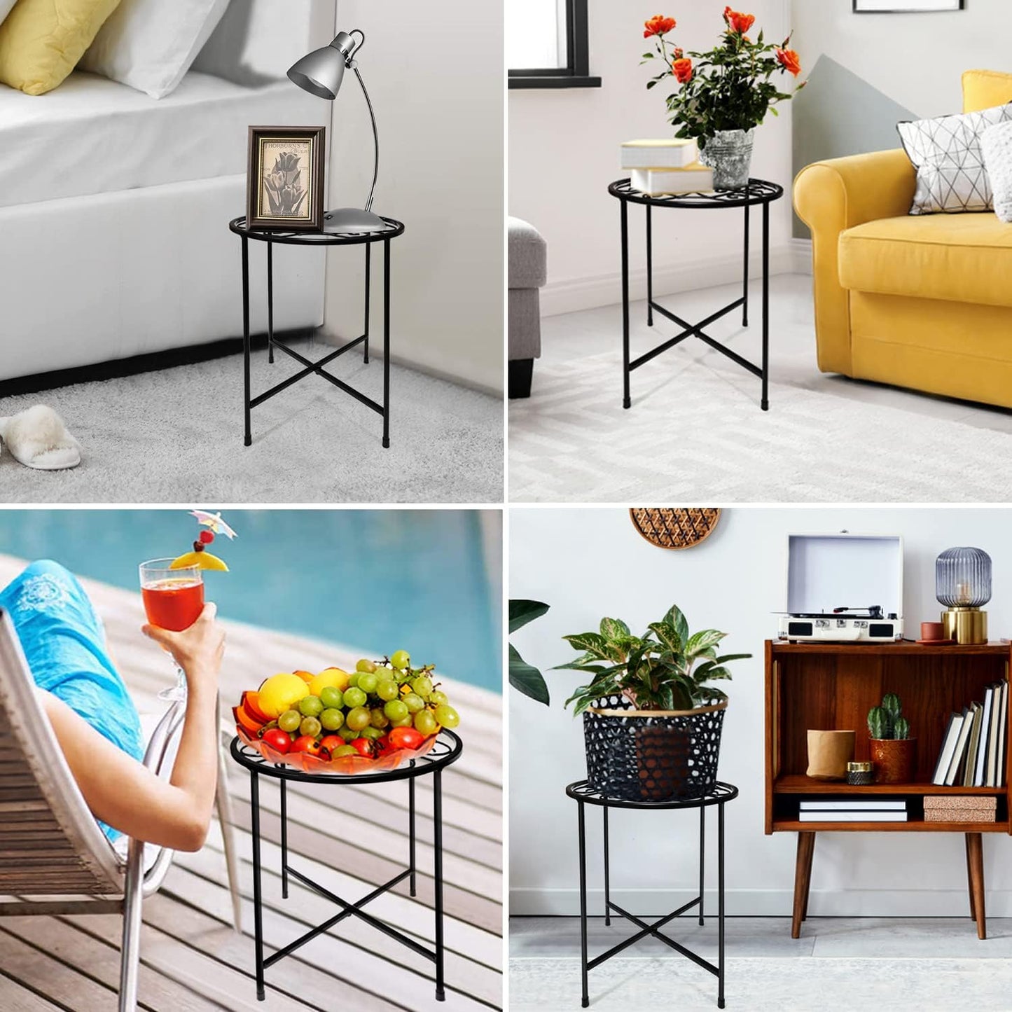 Aonagi 15" 2 Pack 11" 100lbs, Tall Metal Plant Stand, Wide Round Plant Stand for Flower Pots Up to Rustproof Iron Plant
