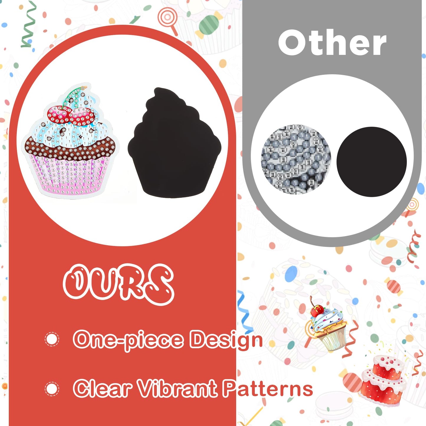 Xuhal 16 Pcs Diamond Painting Magnets DIY Diamond Painting Kits for Gem Art Magnet Fridge Stickers for Beginners Adults DIY Crafts Party(Cupcake)