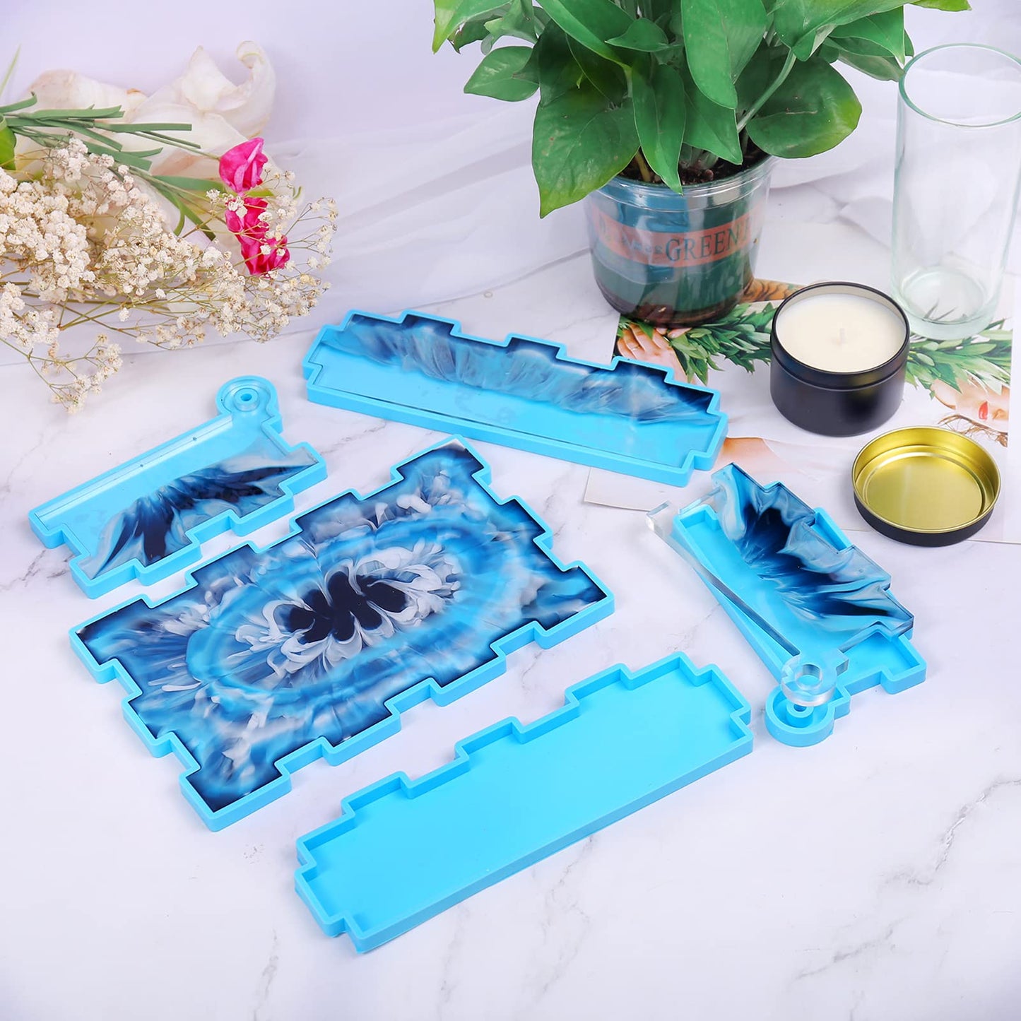 IKEPAHOK Resin Rectangle Box Mold, Epoxy Silicone Large Storage Container with Lid for Casting, DIY Organizer for Dominoes, Coffee Pods, Jewelry, Napkin, Candy, Cosmetics