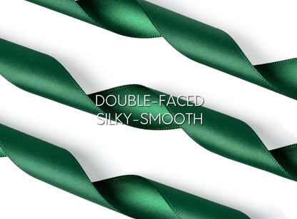 Keypan Forest Green Satin Ribbon 7/8 Inch x 50 Yards Double-Faced Ribbons for Christmas Gift Wrapping Crafts Flower Bouquet Wedding Paper Bows Invitations