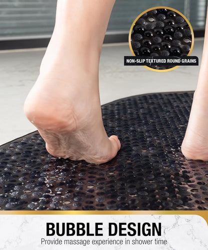 27x15 Inch HITSLAM Non Slip Bathtub Mat, Bath Mat for Tub with Suction Cups and Drainage Holes, Machine Washable Oval