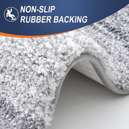 OLANLY Bathroom Runner Rug - Extra Soft Microfiber Mat with Rubber Backing | 70x24, Quick Dry, Light Grey