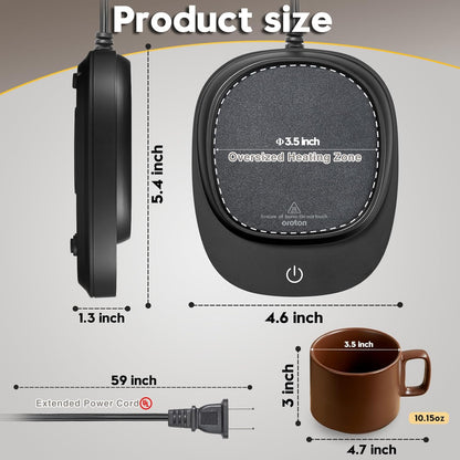 Off,3 Settings, Mug Warmer for Coffee and Tea, Cup Warmer for Desk with Auto Shut Temperature Smart Coffee Warmer Plate