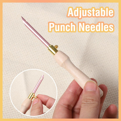 35 Pcs Punch Needle Kit, Punch Needle Tool Adjustable Punch Needle Embroidery Kits Include Wooden Handle Embroidery Pen Set, Big Eye Needles, Punch Needle Cloth - Valentines Gifts for Adults Beginne