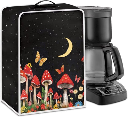 Moon Mushroom Coffee Maker Cover, Stain Resistant Washable Covers with Handle for Toaster Machine Protection