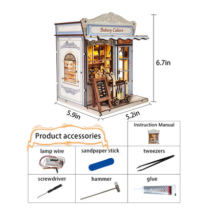 Qvtekn Book Nook Kits for Adults - DIY Miniature Bakery & Patisserie Dollhouse |Cozy 3D Wooden Puzzle, a Thoughtful Gift for Easter,St. Patrick’s Day, Holidays, Family, Friends, Girlfriend&Classmates