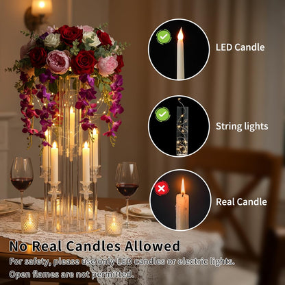Fullvaseer 1PCS 5 Arm Candelabra,Clear Centerpiece for Table,Acrylic Centerpiece Stand for Wedding Reception,Acrylic Candle Holder for Event Celebration Wedding Birthday Home,Christmas