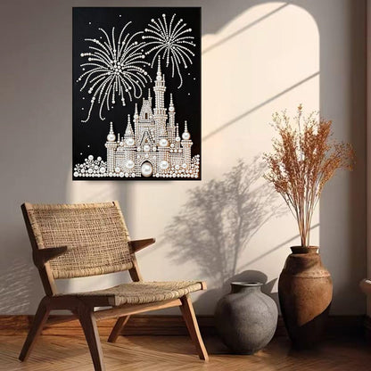 GEMFAMILY Firework Castle Diamond Art Kits for Adults Beginner,5D Diamond Pearl Painting Kits for Special Shape,DIY Pearl Rhinestones Diamond Dots Painting for Home Wall Decor 12 x 16 Inch