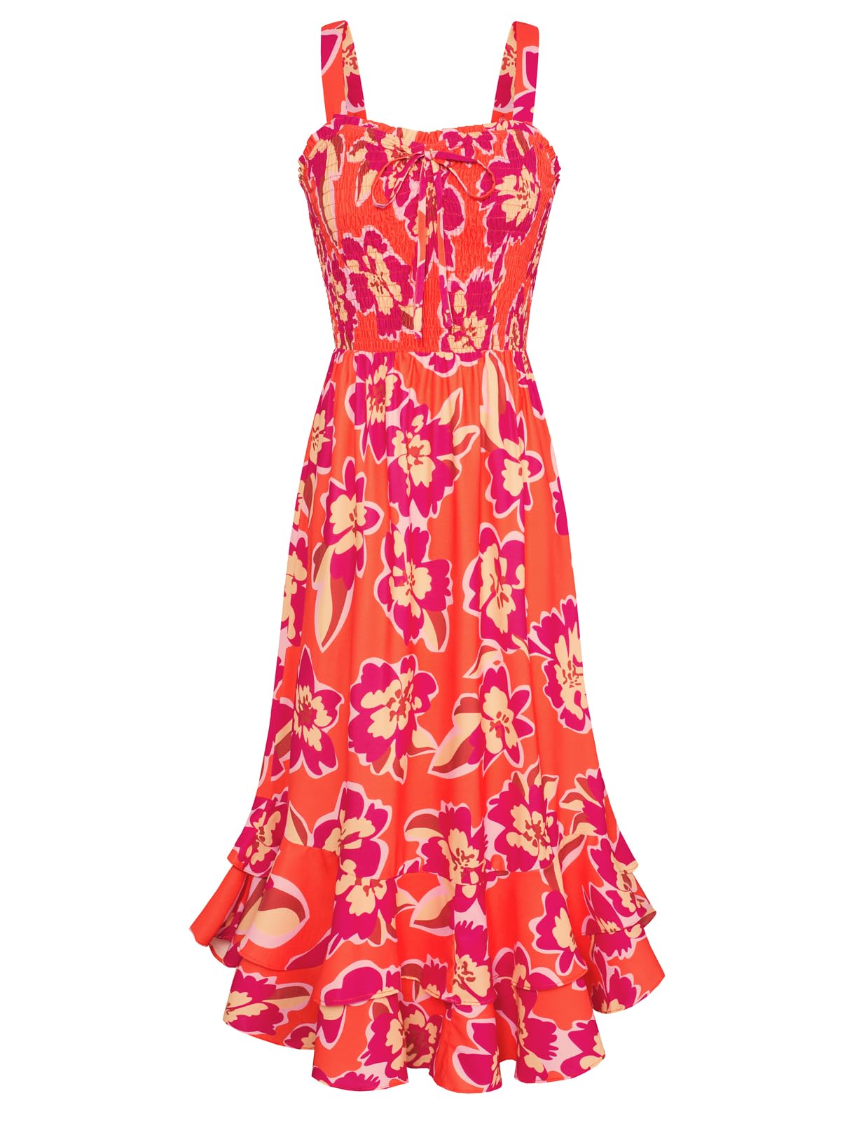 GRACE KARIN Women's 2025 Summer Floral Boho Dress Square Neck Strapped Swing A Line Sundress Beach Long Maxi Outfits