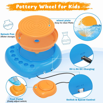 TingingYuli Pottery Wheel for Kids with Clay Kit - Arts and Crafts for Kids Ages 6-8 8-12, Complete Pottery Kit with Air Dry Clay and Painting Tools, Easter Christmas Birthday Gift for Boys Girls