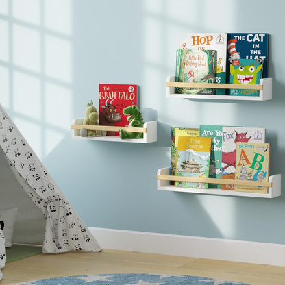 Set 3, Wallniture Utah Wall Mount Nursery Dcor Kids Bookshelf Floating Wall Shelves Book Photo Display Long Varying