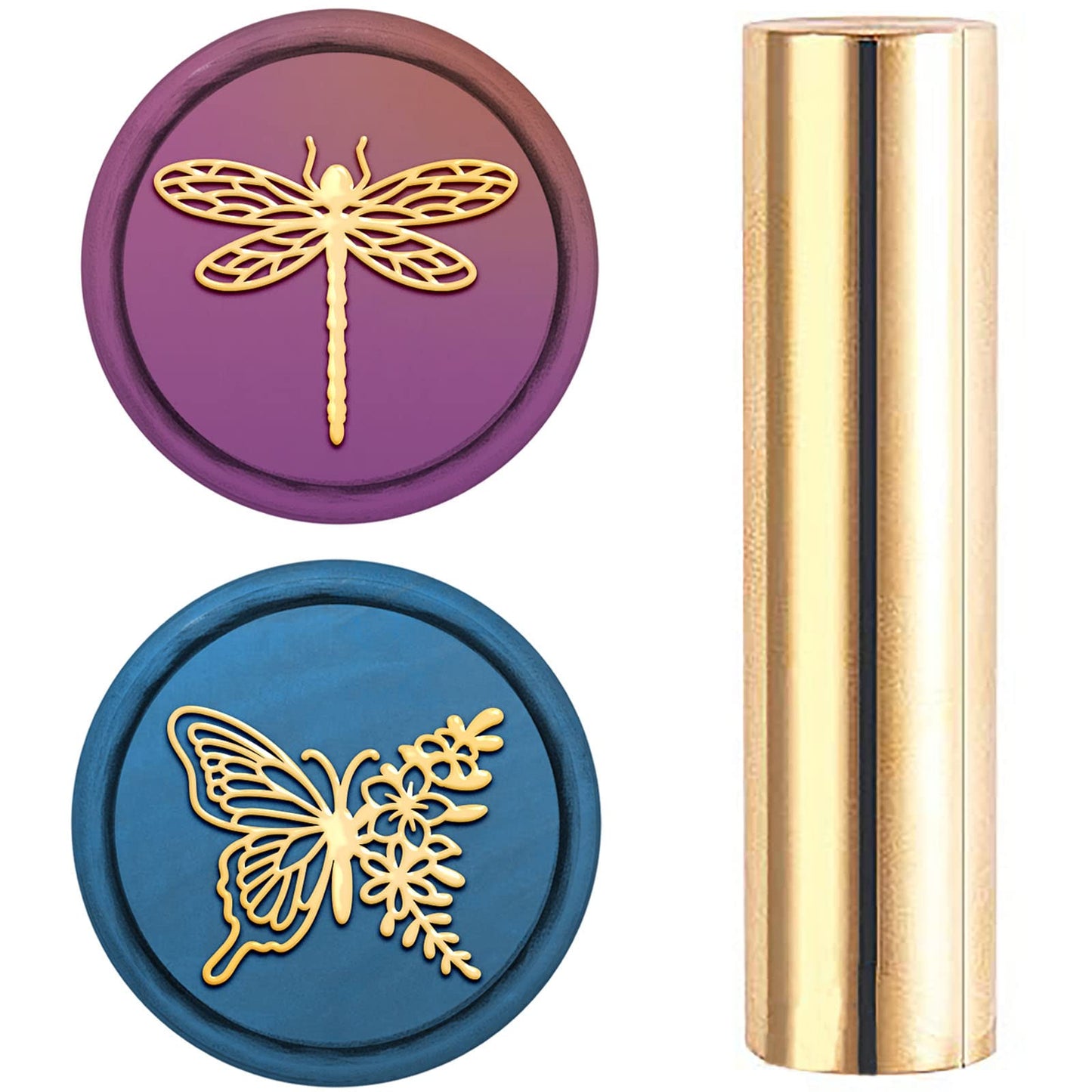 CRASPIRE Mini 15mm Wax Seal Stamp 2 Sides Pattern Butterfly Dragonfly Brass Stamp Vintage Mini Wax for Wedding Invitations Envelopes Halloween Christmas Thanksgiving Gift Packing