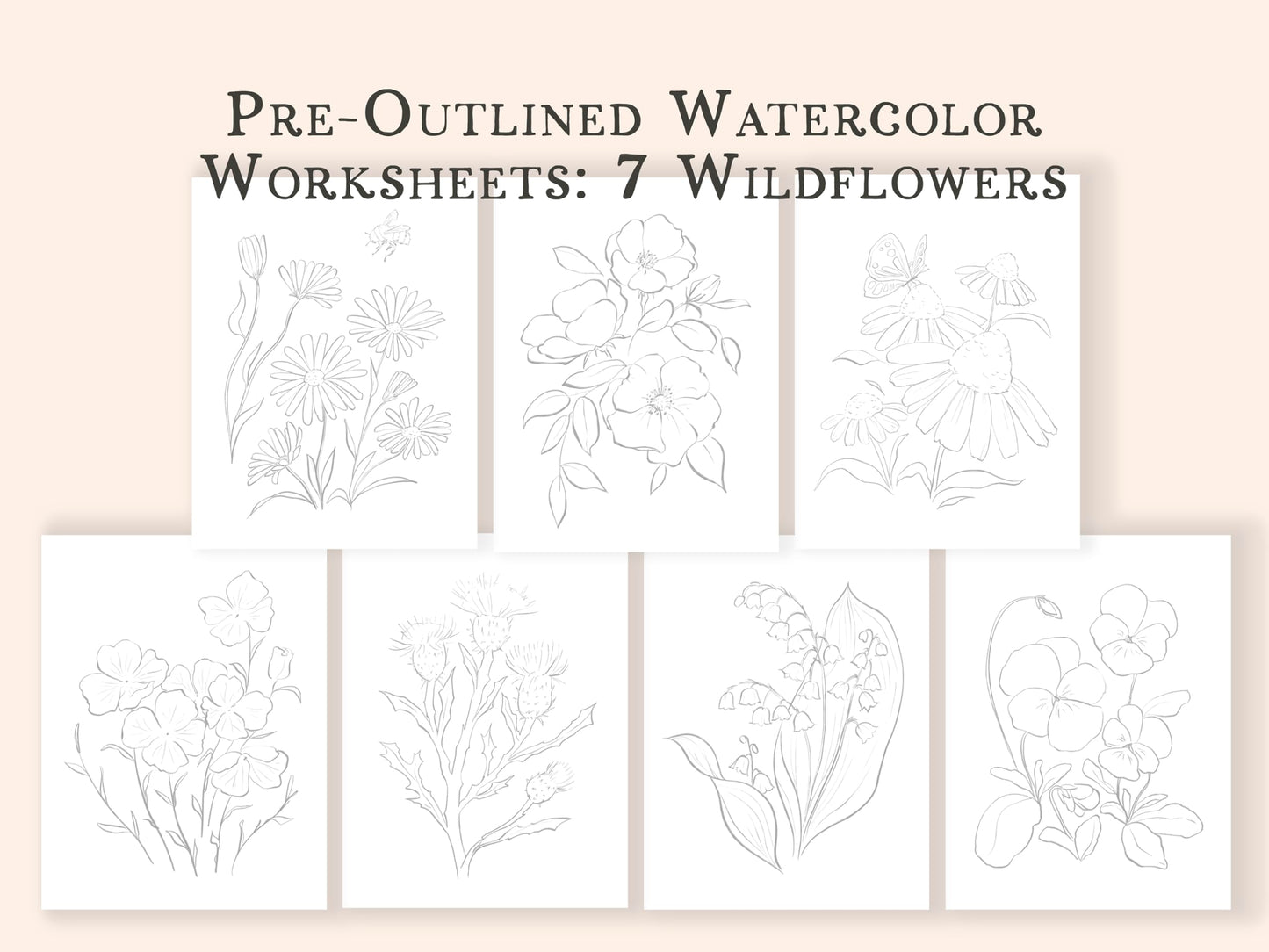 Wildflower Watercolor Workbook with Real Cold Press Cotton Watercolor Paper, Pre-Outlined Designs, Step-by-Step Instructions & Online Videos – Premium Botanical Art Book for Adults & Beginners