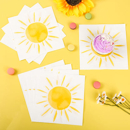 100Pcs Boho Sun Party Napkins First Trip Around The Sun Disposable Paper Napkins Hippie Summer Sunshine 6.5" Luncheon Cocktail Napkin for Birthday Baby Shower Party Supplies