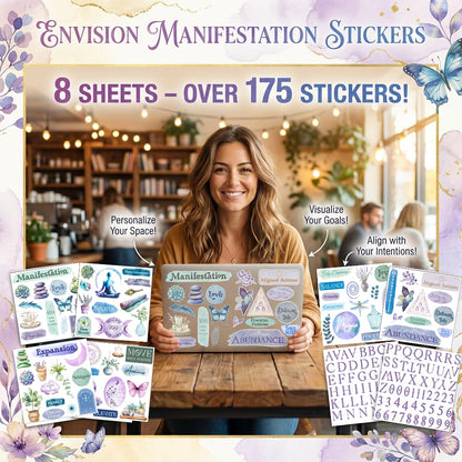 Vision Board Stickers for Manifestation - 175+ Vinyl Watercolor Decals for Manifestation to Personalize Journals, Planners, Water Bottles, and Laptops.