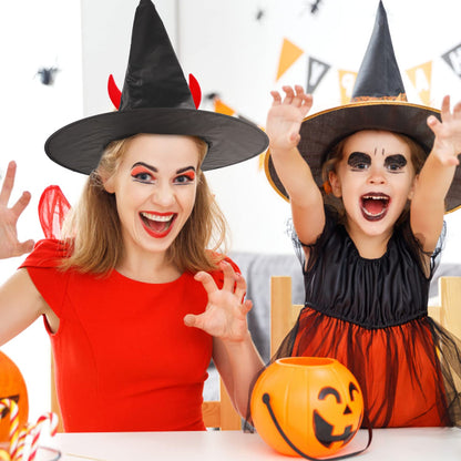 CCINEE 12 Pcs Halloween Decoration Witch Hats, Bulk Hanging Witch Costume Caps Accessories with 120 Pcs Bat Wall Stickers for Halloween Themed Party Yard Decoration