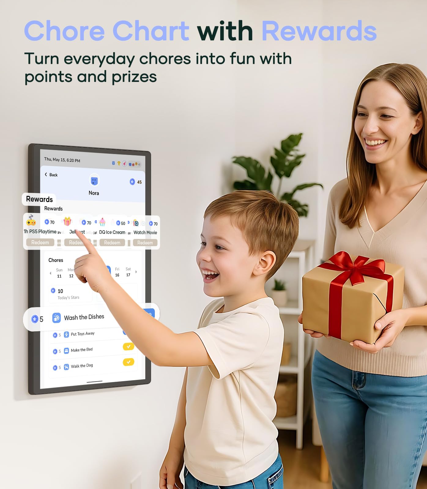 Cozyla 24 Inch Digital Calendar Wall Touch Screen Chore Chart To Do List Notepad Electronic Smart Calendar Digital for Family Meal Planner Support All App Via App Store Android Tablet Wall Mount Black
