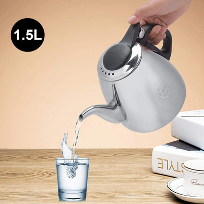 Tea Kettle Stovetop, 1.5L Stainless Steel Teapot with Heat Resistant Handle for Tea & Coffee (1.5L)
