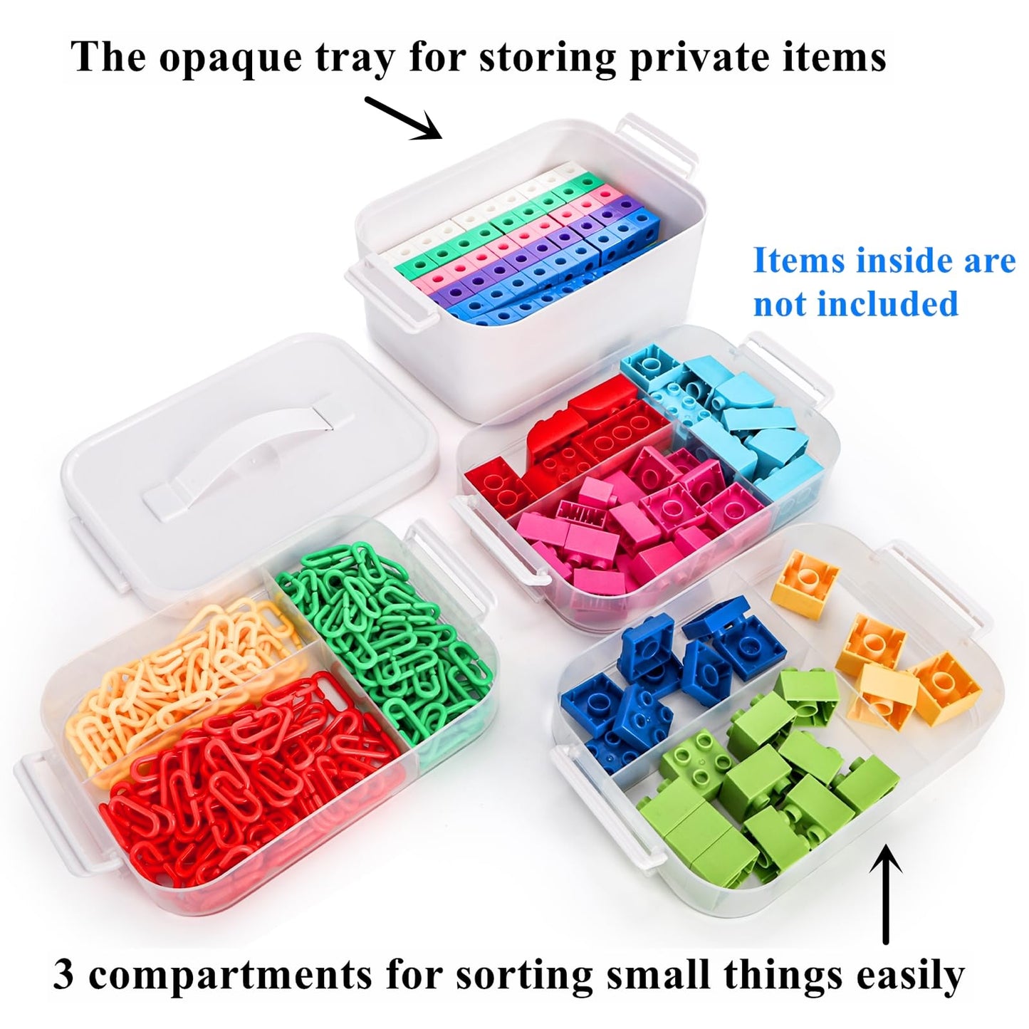 Tebery 4 Tier Plastic Craft Storage Organizer, Clear Stackable Arts Supply Box with Removable Tray, Portable Bead Jewelry Sewing Tool Container Case with Handle, Ideal for Home Studio Travel