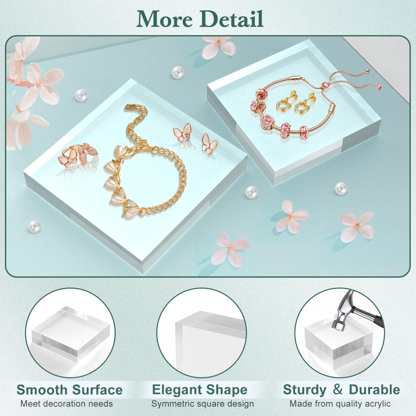 SAMYUCHO Acrylic Base Stand 4 Pack 6 X 6 X 1 Inch Acrylic Blocks for Display Trophy Base Clear Square Cube Riser Display Cylinder Pedestal Stands for Collectibles Jewelry Props Food Display