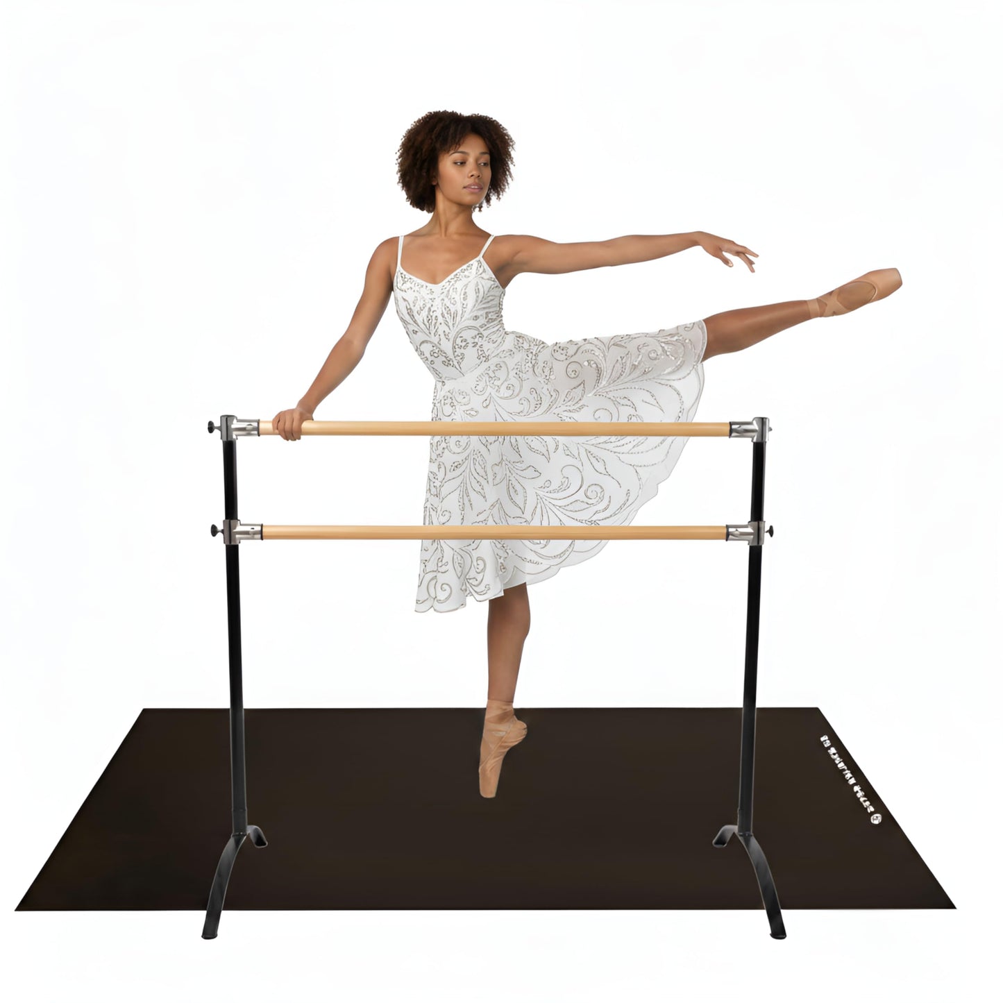 Artan Balance Dance Floor and Ballet Barre Portable for Home or Studio, Freestanding Adjustable Double Bar, Kids and adults, 2 pc. Set