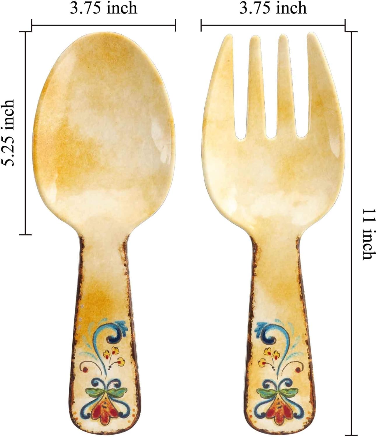 Supreme Housewares 2-Piece Salad Server Set - 10.75 Inch Melamine Spoon and Fork, Tuscany Design