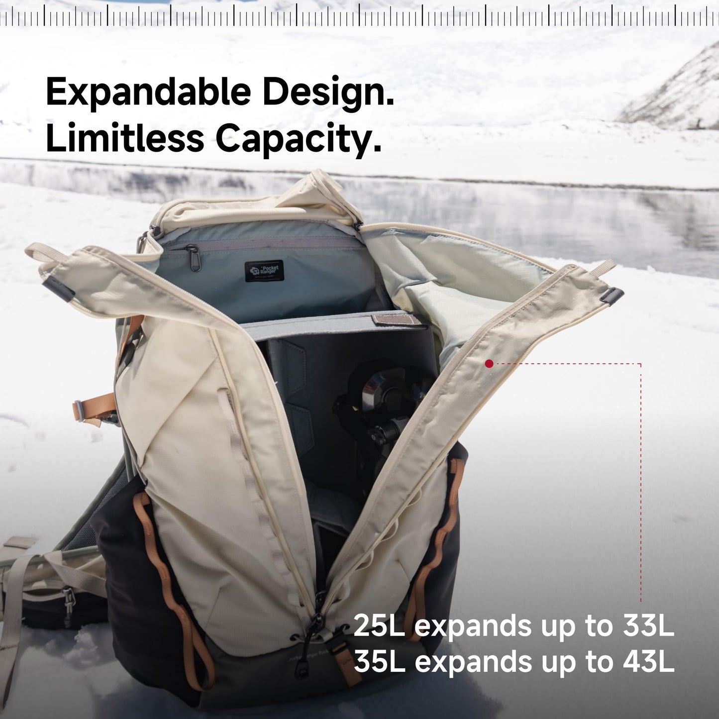 VSGO Pocket Ranger Expandable 25L-33L Photography & Outdoor Backpack – Lightweight Camera Bag for Hiking, Mountaineering, Travel