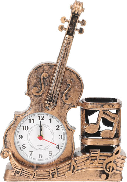 Garneck Violin Pen Pencil Holder, Wooden Stationery Iron Organizer for Desk, Child Plastic Accessories