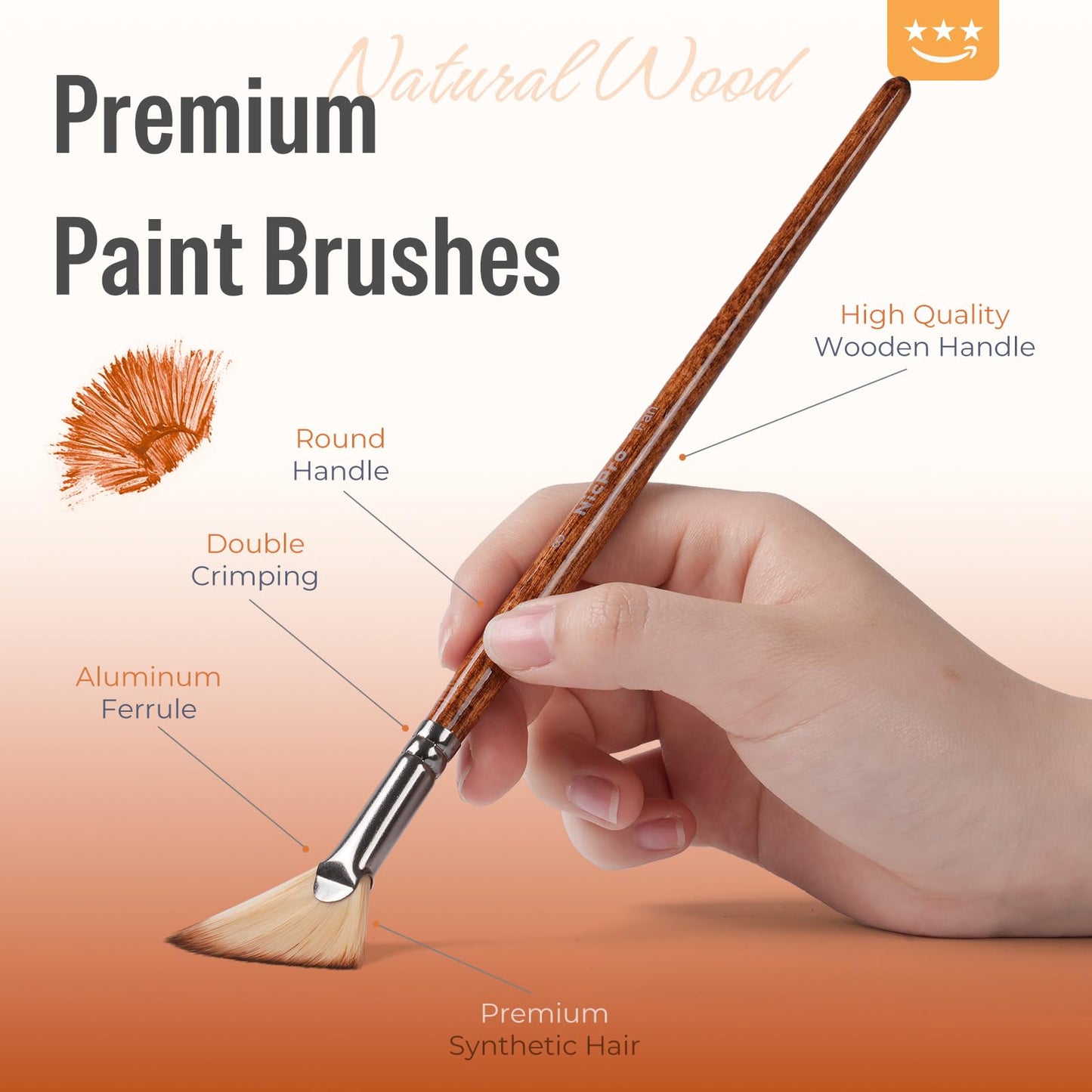 Nicpro 30pcs Paint Brush Set, Professional Paintbrushes with Paint Spatula & Self-Standing Case, Craft Paint Brushes for Acrylic Painting, Oil, Watercolor, Gouache, Art Supplies for Artists Beginners