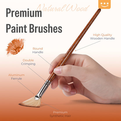 Nicpro 30pcs Paint Brush Set, Professional Paintbrushes with Paint Spatula & Self-Standing Case, Craft Paint Brushes for Acrylic Painting, Oil, Watercolor, Gouache, Art Supplies for Artists Beginners