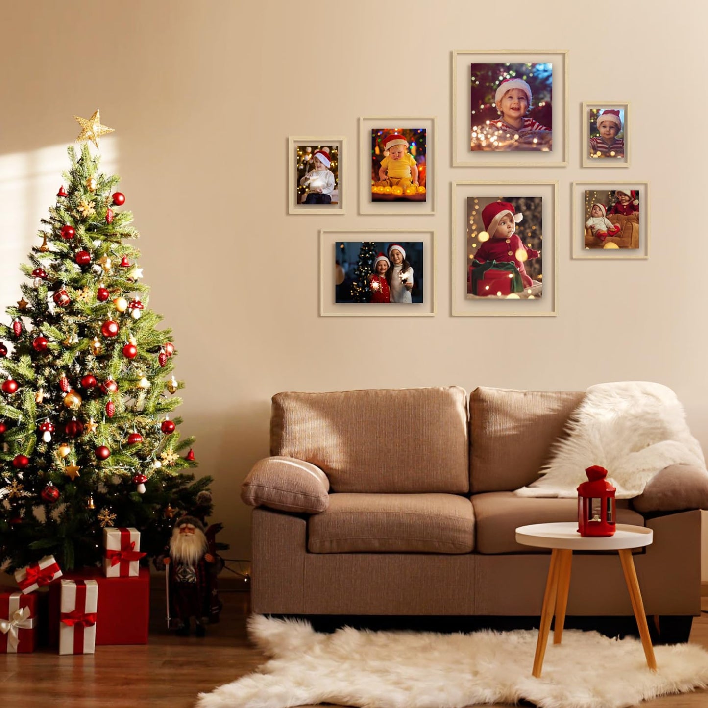 Egofine 11x14 Floating Frames Set of 2, Double Plexiglass Picture Frame, Made of Solid Wood Display Any Size Photo up to 11x14, Wall Mount or Tabletop Standing, Natural Wood