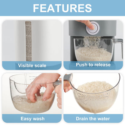YENXIKU 25 Lbs Cereal & Rice Dispenser - Airtight Countertop Storage Container for Kitchen & Pantry