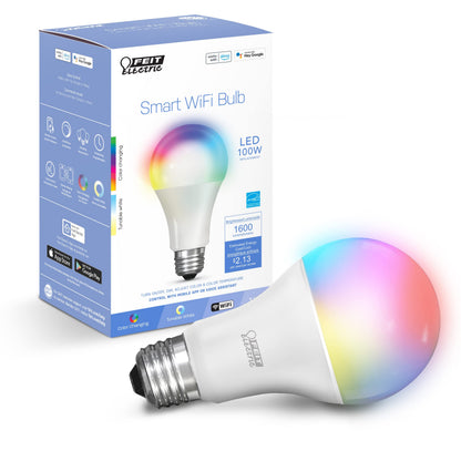 Feit Electric Smart Light Bulbs with RGB Color Changing and Tunable White, 2.4Ghz WiFi Light Bulbs, No Hub Needed, Works with Alexa and Google, Dimmable 60 Watt = LED 9W, OM60/RGBW/CA/AG/3, 3 Pack