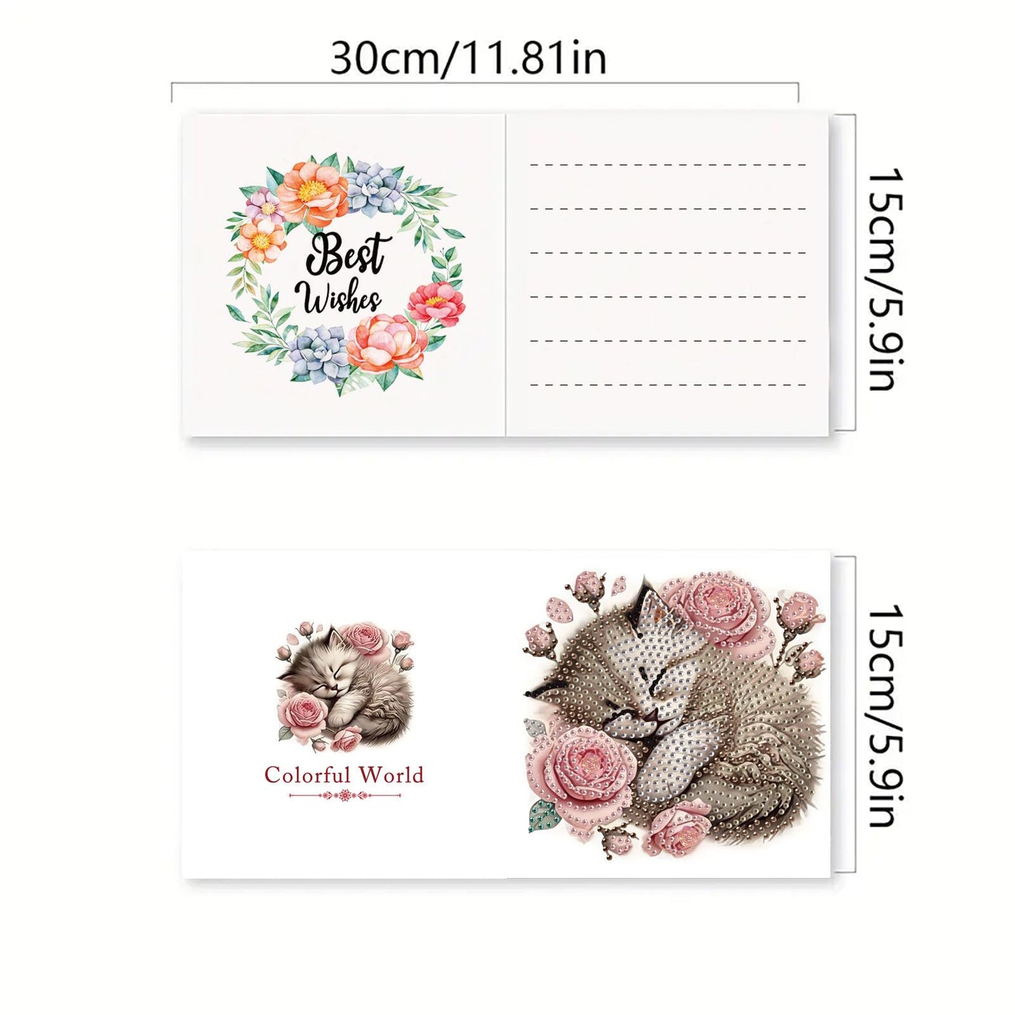 DDGYP 6-Pack Diamond Art Kits for Adults, 5D Diamond Painting Greeting Card Kit with Envelopes, 5.9x11.81 Inch Diamond Art Cards for DIY Crafts, Birthday & Holiday Greetings