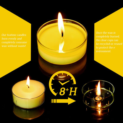 Scented Tealight Candles, 6Pcs Lemon Natural Soy Tea Lights Candle - 8 Hours Long Burning, Smokeless and Clean Burn for Home Decor, Dinner, Weddings, Party