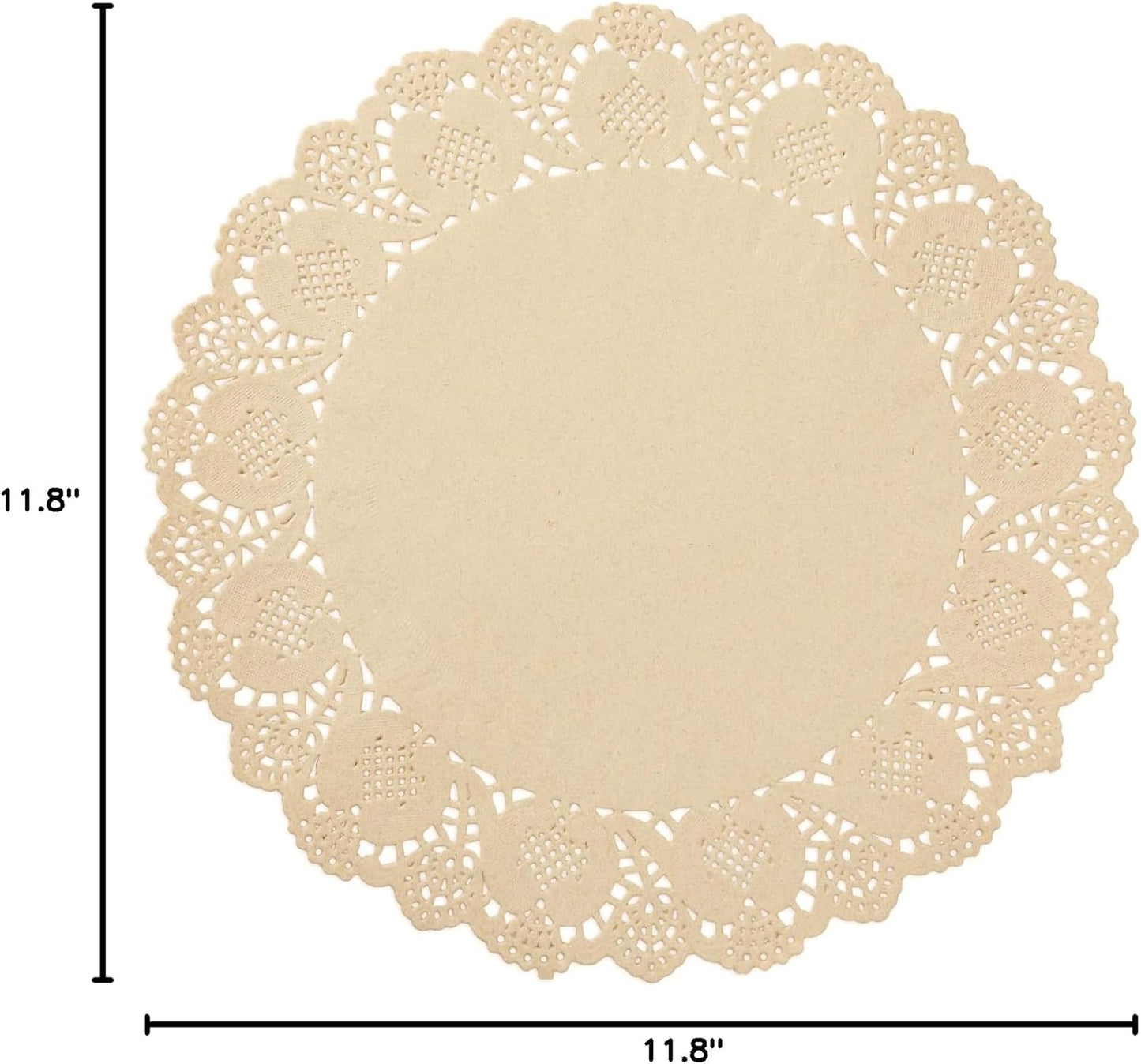 Juvale Round Paper Placemats & Doilies, 12-Inch Brown Paper Chargers for Dinner Plates and Tea Party