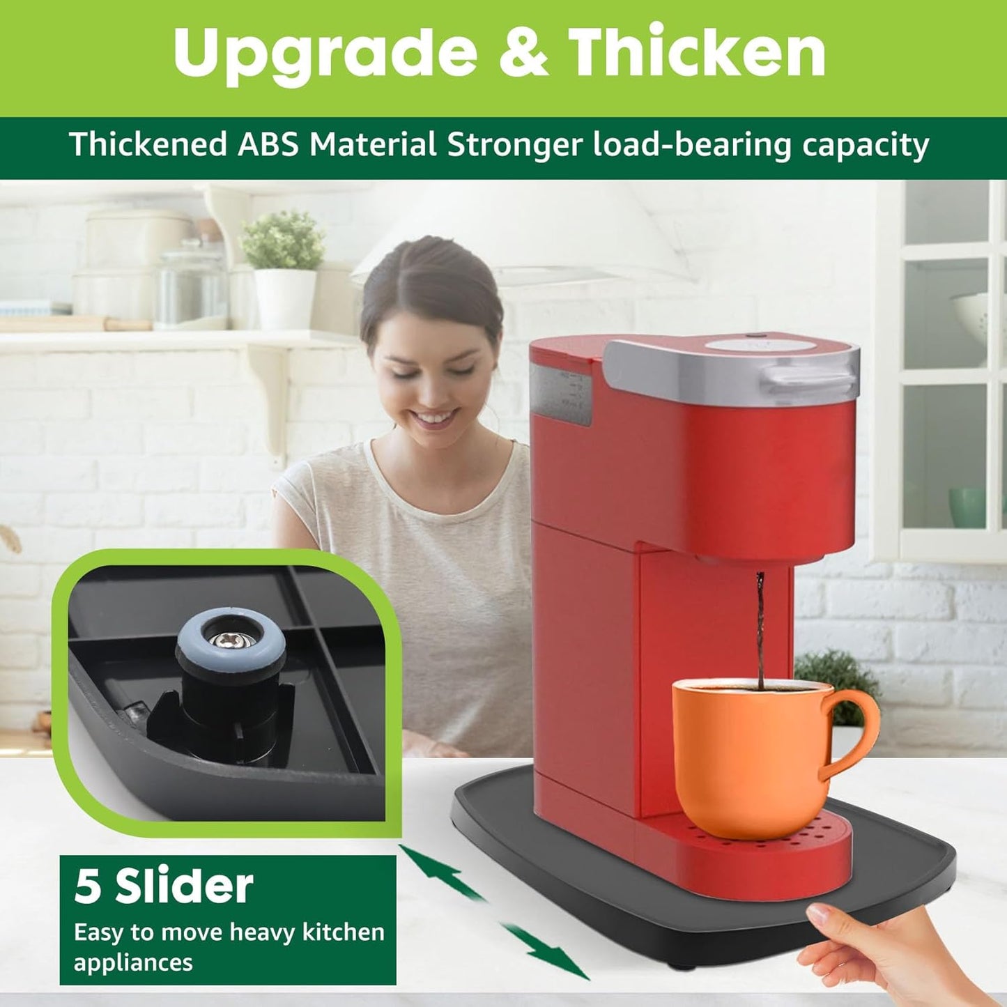 Appliances Slider Tray for Coffee Maker & Pot, Kitchen Small Appliances Sliding Mat Organizer for Keurig, Ninja